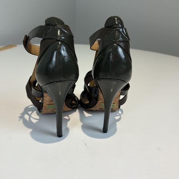 L.A.M.B. Brown/Grey Strappy Heels - Picture 5 of 11